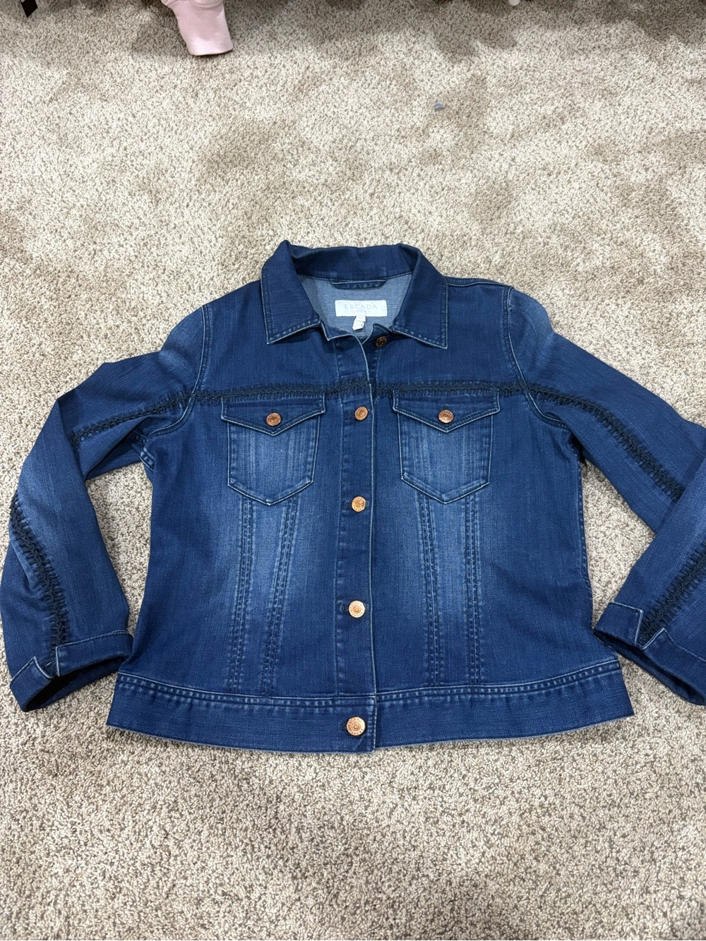 Escada Dark Blue Denim Jacket with Contrast Stitching
